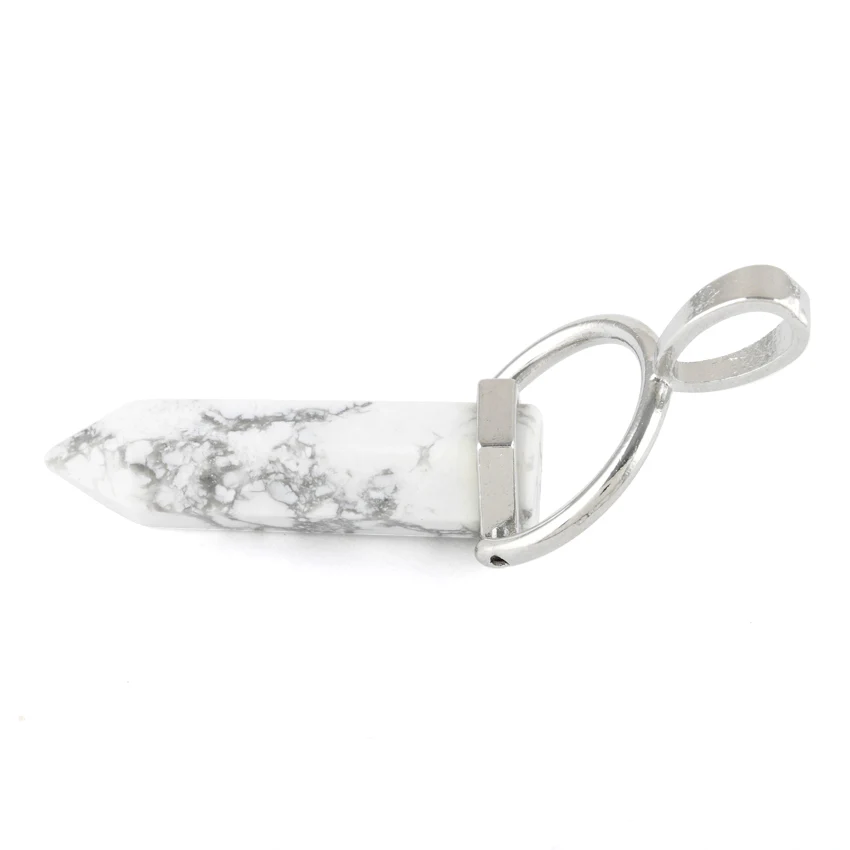8X35mm Faceted Single Point-Swing White Howlite Pendant - Image 3