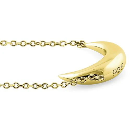 Sterling Silver Yellow Gold Half Moon Necklace - Image 4