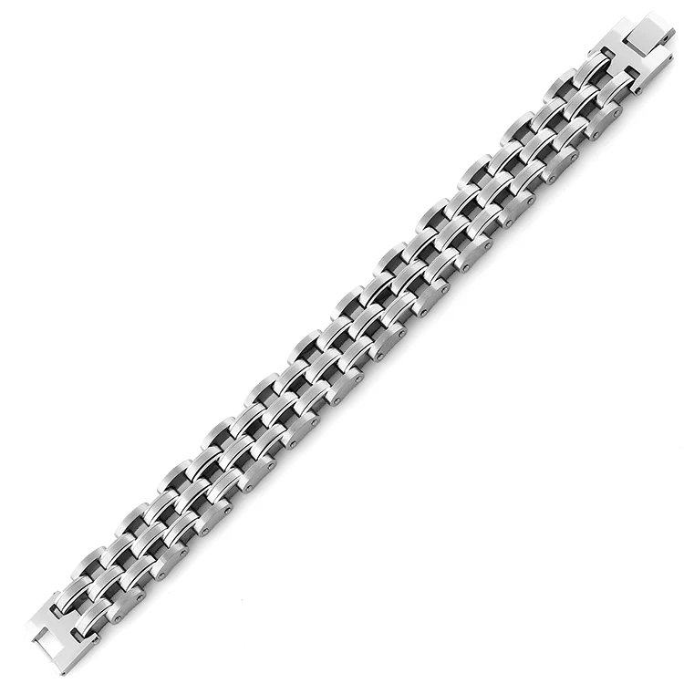 Stainless Steel Thick Half Oval Bean Bracelet - Image 4