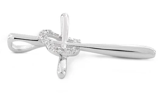 Sterling Silver Cross Heart CZ Pendant - Image 3