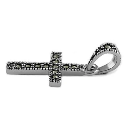 Sterling Silver Cross Marcasite Pendant - Image 3