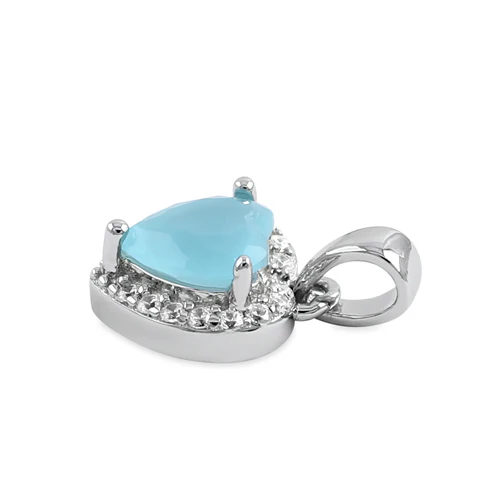 Sterling Silver Small Milky Blue CZ Heart Pendant - Image 3